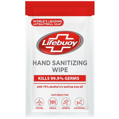 Lifebuoy Hand Sanitizing Wipes 20pc - With LifeBuoy Hand Sanitizing Wipes, germs are killed on surfaces and skin